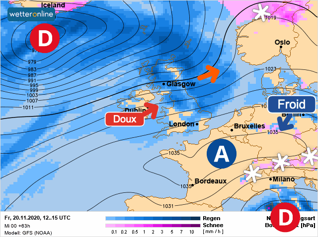 Carte de prévisions d'europe du Vendredi 20 novembre 2020