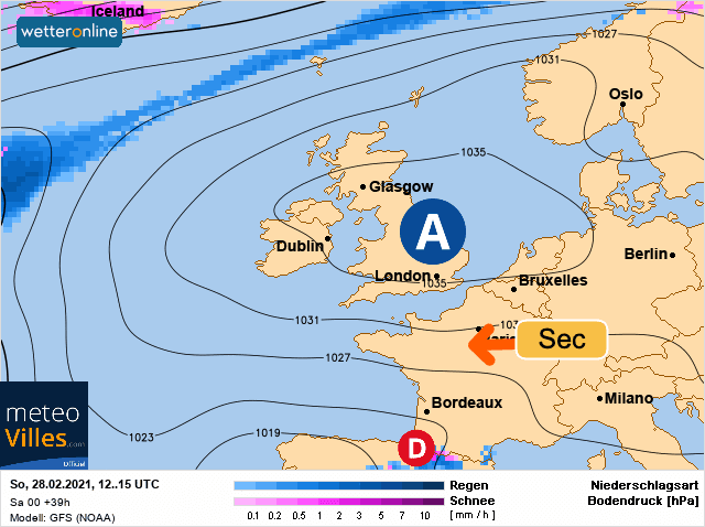 Carte de prévisions d'europe du Dimanche 28 février 2021