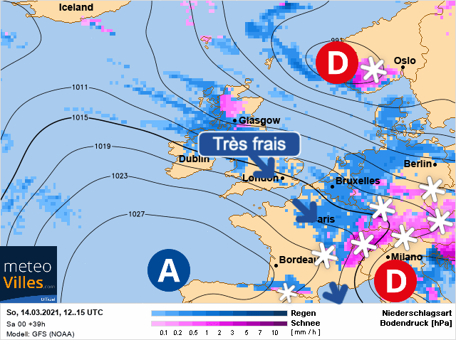 Carte de prévisions d'europe du Dimanche 14 mars 2021