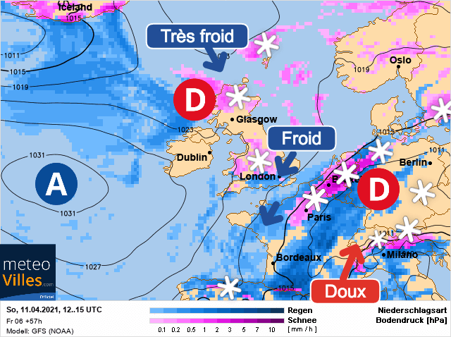 Carte de prévisions d'europe du Dimanche 11 avril 2021