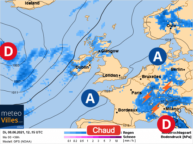 Carte de prévisions d'europe du Mardi 8 juin 2021