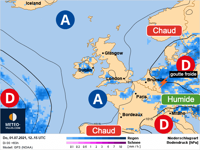 Carte de prévisions d'europe du Jeudi 1 juillet 2021