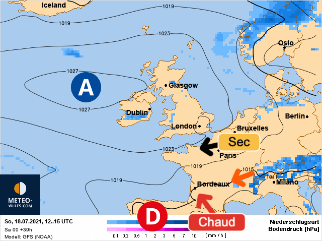 Carte de prévisions d'europe du Dimanche 18 juillet 2021
