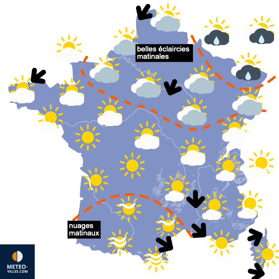 Carte de prévisions du temps du Vendredi 27 août 2021