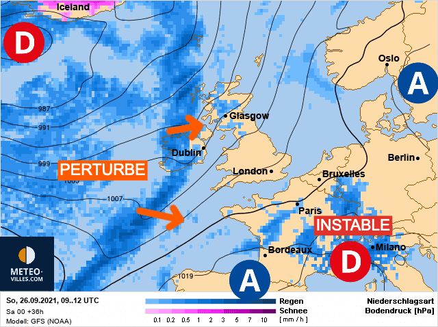 Carte de prévisions d'europe du Dimanche 26 septembre 2021
