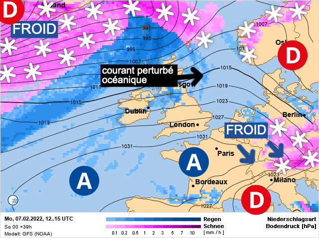 Carte de prévisions d'europe du Lundi 7 février 2022