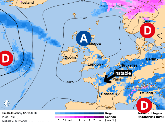 Carte de prévisions d'europe du Samedi 7 mai 2022