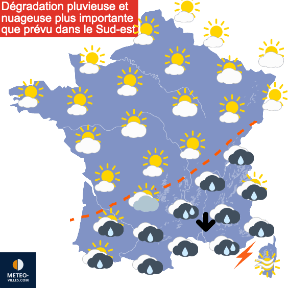 Davantage de pluie que prévu dans le Sud-est