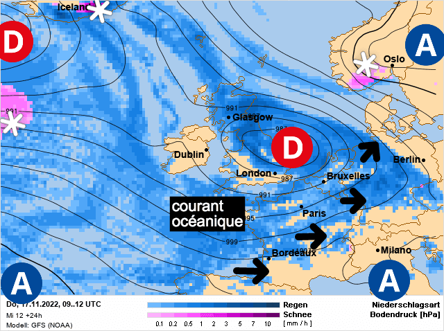 Carte de prévisions d'europe du Jeudi 17 novembre 2022