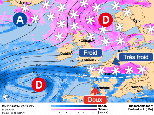 Carte de prévisions d'europe du Mercredi 14 décembre 2022