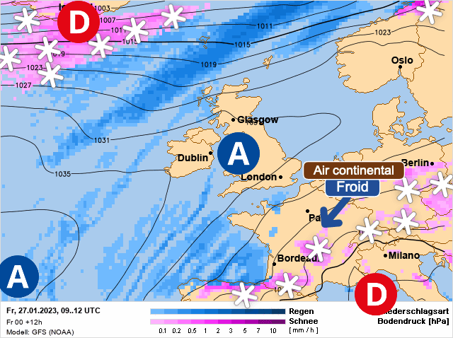 Carte de prévisions d'europe du Vendredi 27 janvier 2023