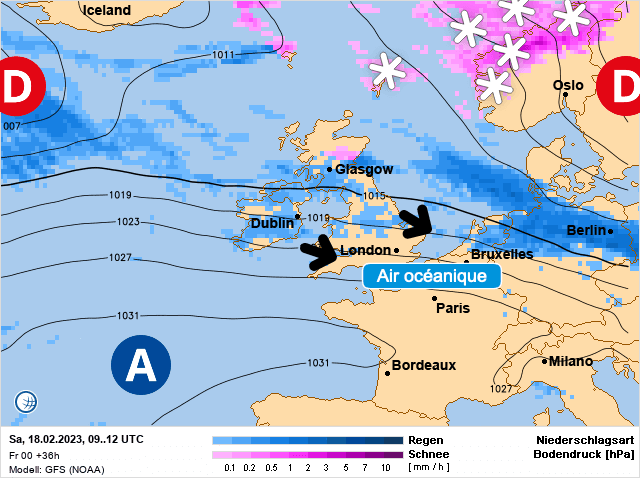 Carte de prévisions d'europe du Samedi 18 février 2023