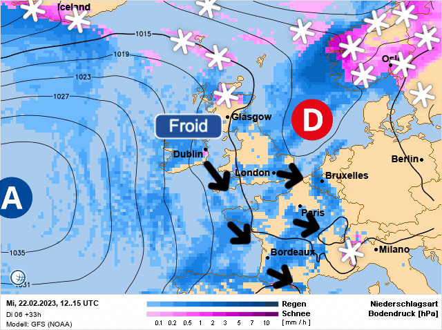 Carte de prévisions d'europe du Mercredi 22 février 2023