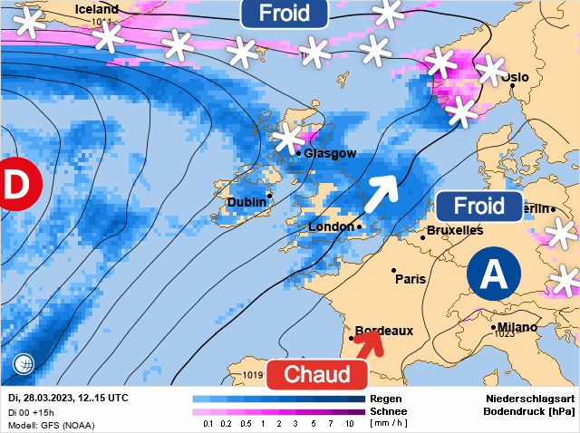Carte de prévisions d'europe du Mardi 28 mars 2023