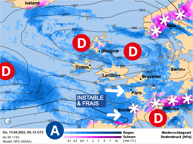 Carte de prévisions d'europe du Jeudi 13 avril 2023