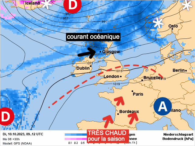 Carte de prévisions d'europe du Mardi 10 octobre 2023