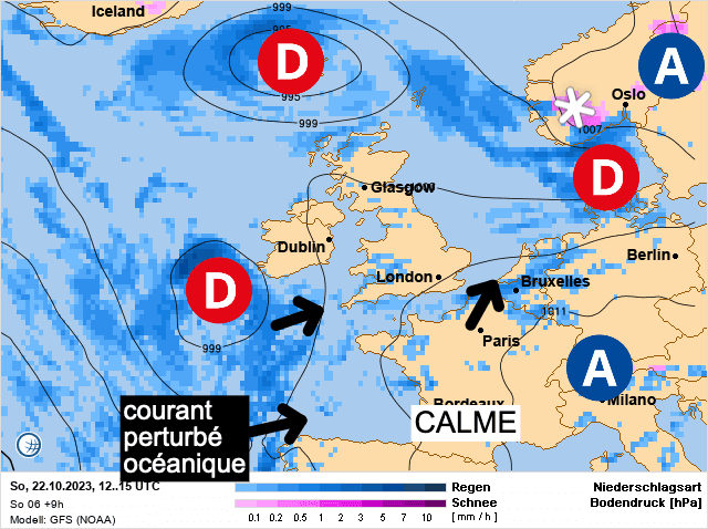 Carte de prévisions d'europe du Dimanche 22 octobre 2023