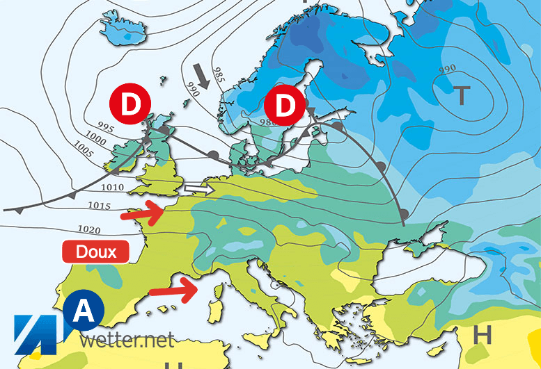 Carte de prévisions d'europe du Lundi 25 décembre 2023
