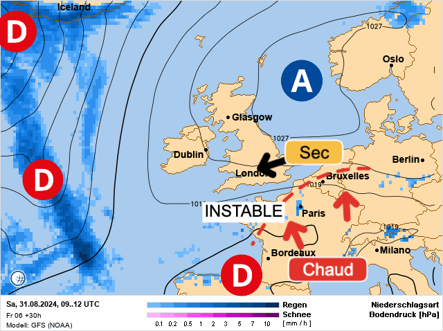 Carte de prévisions d'europe du Samedi 31 août 2024