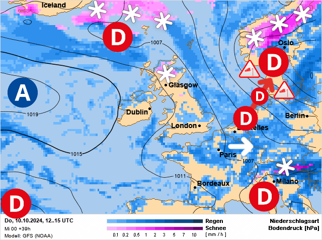 Carte de prévisions d'europe du Jeudi 10 octobre 2024