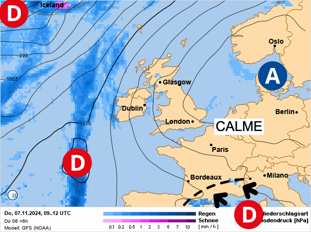 Carte de prévisions d'europe du Jeudi 7 novembre 2024