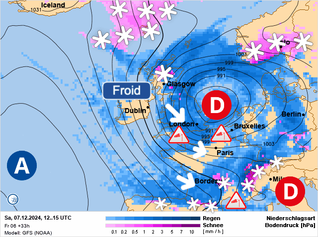 Carte de prévisions d'europe du Samedi 7 décembre 2024