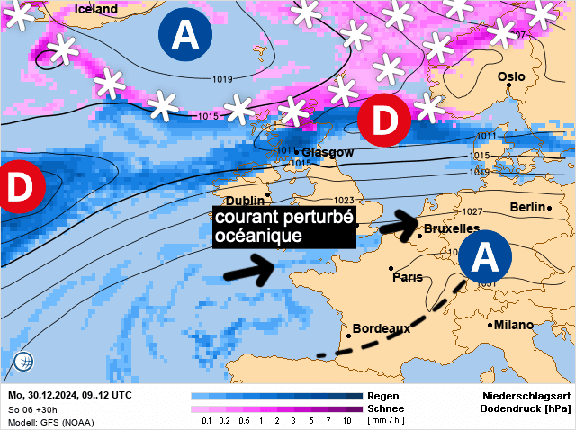 Carte de prévisions d'europe du Lundi 30 décembre 2024