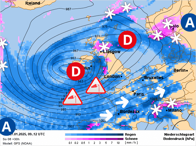 Carte de prévisions d'europe du Lundi 27 janvier 2025