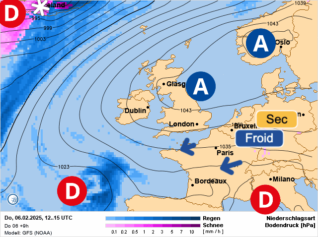Carte de prévisions d'europe du Jeudi 6 février 2025
