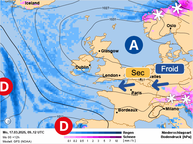 Carte de prévisions d'europe du Lundi 17 mars 2025