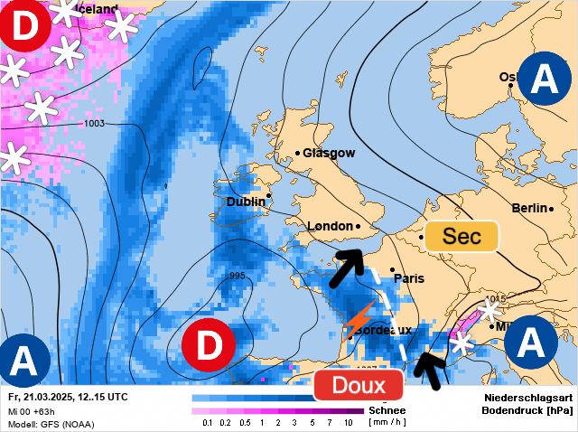 Carte de prévisions d'europe du Vendredi 21 mars 2025