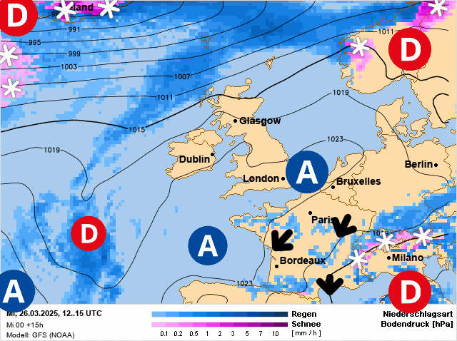 Carte de prévisions d'europe du Mercredi 26 mars 2025