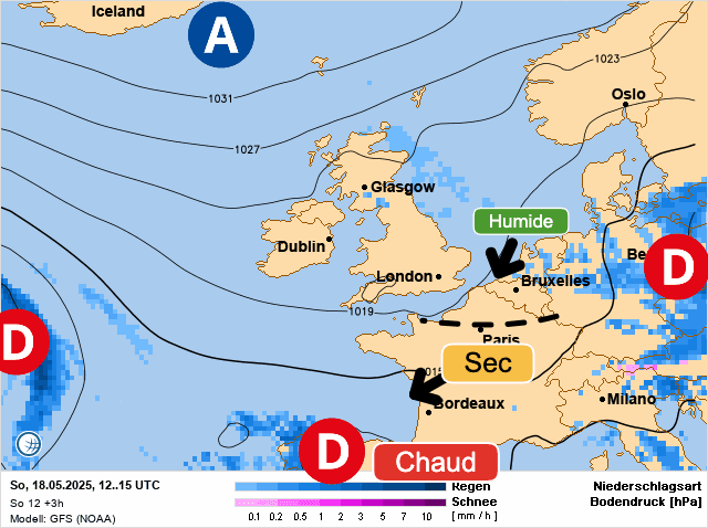 Carte de prévisions d'europe du Dimanche 18 mai 2025