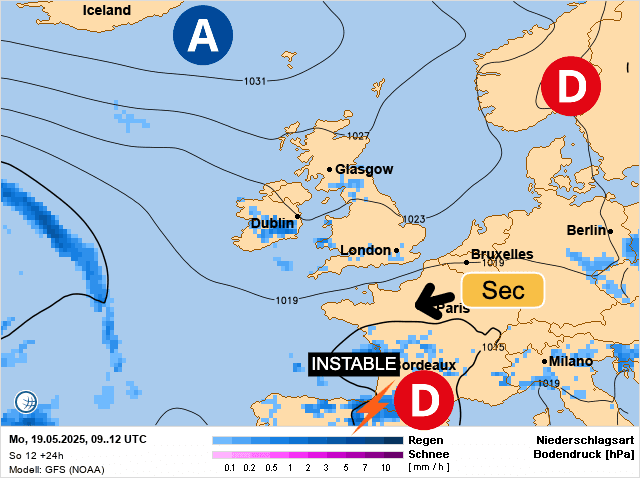 Carte de prévisions d'europe du Lundi 19 mai 2025