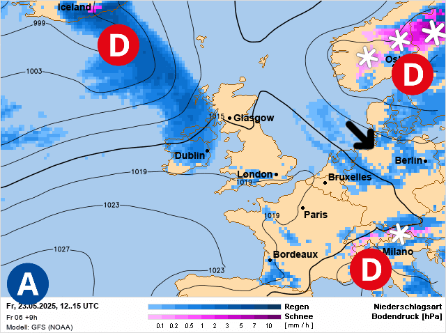 Carte de prévisions d'europe du Vendredi 23 mai 2025