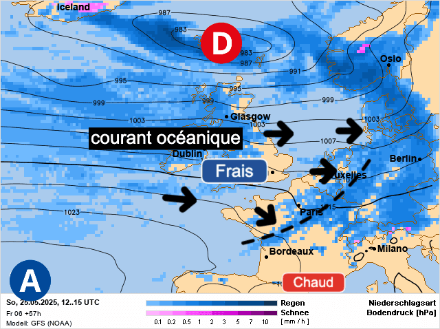 Carte de prévisions d'europe du Dimanche 25 mai 2025