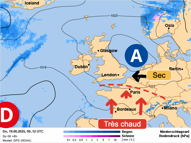 Carte de prévisions d'europe du Jeudi 19 juin 2025