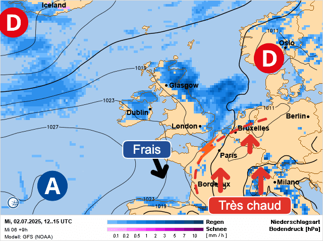 Carte de prévisions d'europe du Mercredi 2 juillet 2025