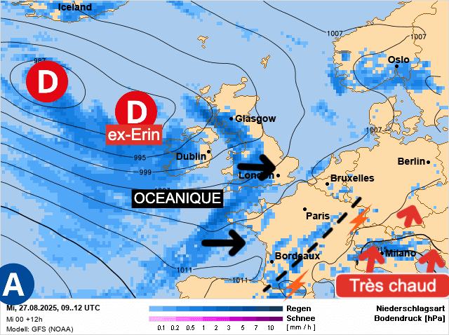 Carte de prévisions d'europe du Mercredi 27 août 2025