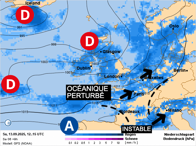 Carte de prévisions d'europe du Samedi 13 septembre 2025