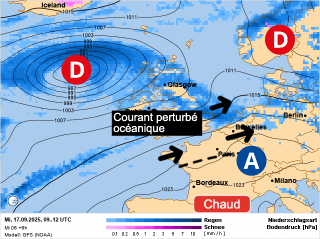 Carte de prévisions d'europe du Mercredi 17 septembre 2025