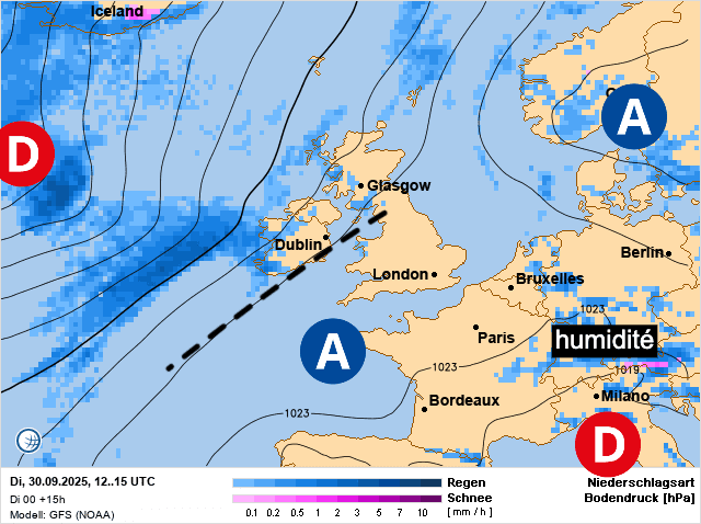 Carte de prévisions d'europe du Mardi 30 septembre 2025