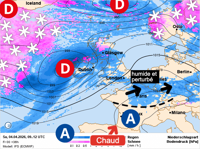 Carte de prévisions d'europe du Samedi 4 avril 2026