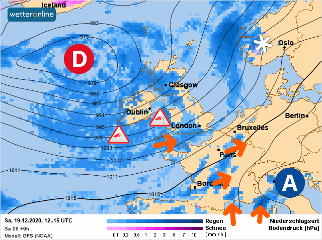Carte de prévisions d'europe du Samedi 19 décembre 2020