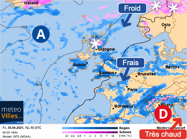 Carte de prévisions d'europe du Vendredi 30 avril 2021