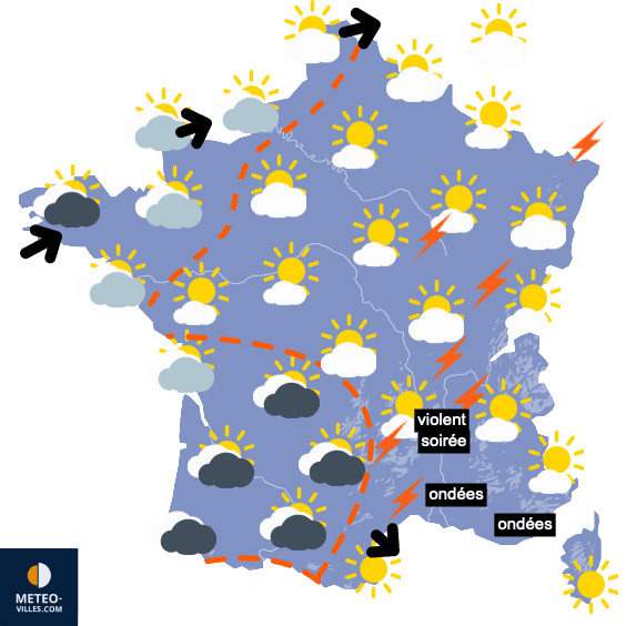 Carte de prévisions du temps du Dimanche 15 août 2021