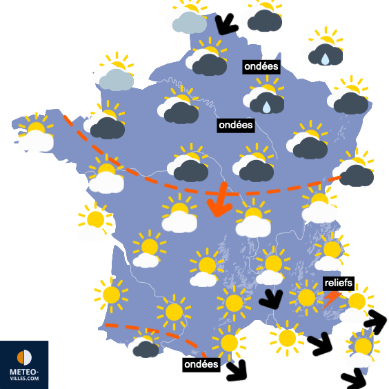 Carte de prévisions du temps du Lundi 23 août 2021