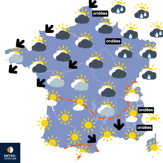 Carte de prévisions du temps du Lundi 30 août 2021
