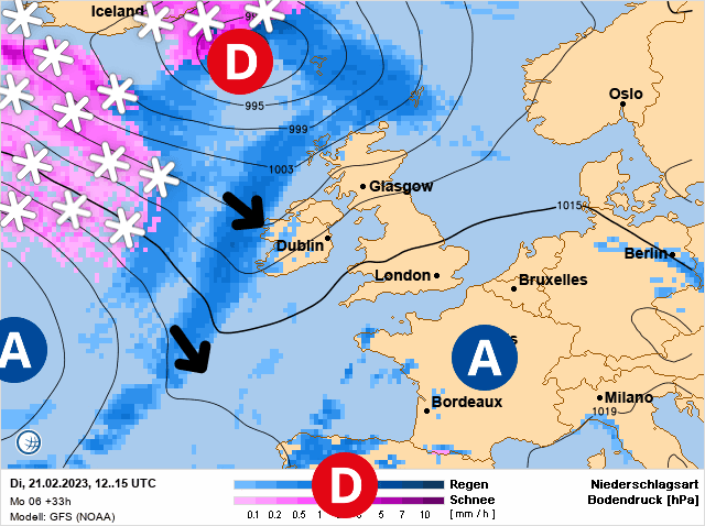 Carte de prévisions d'europe du Mardi 21 février 2023