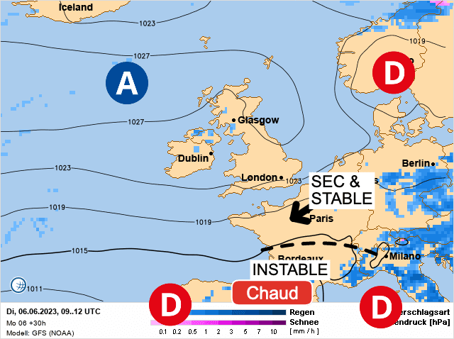 Carte de prévisions d'europe du Mardi 6 juin 2023
